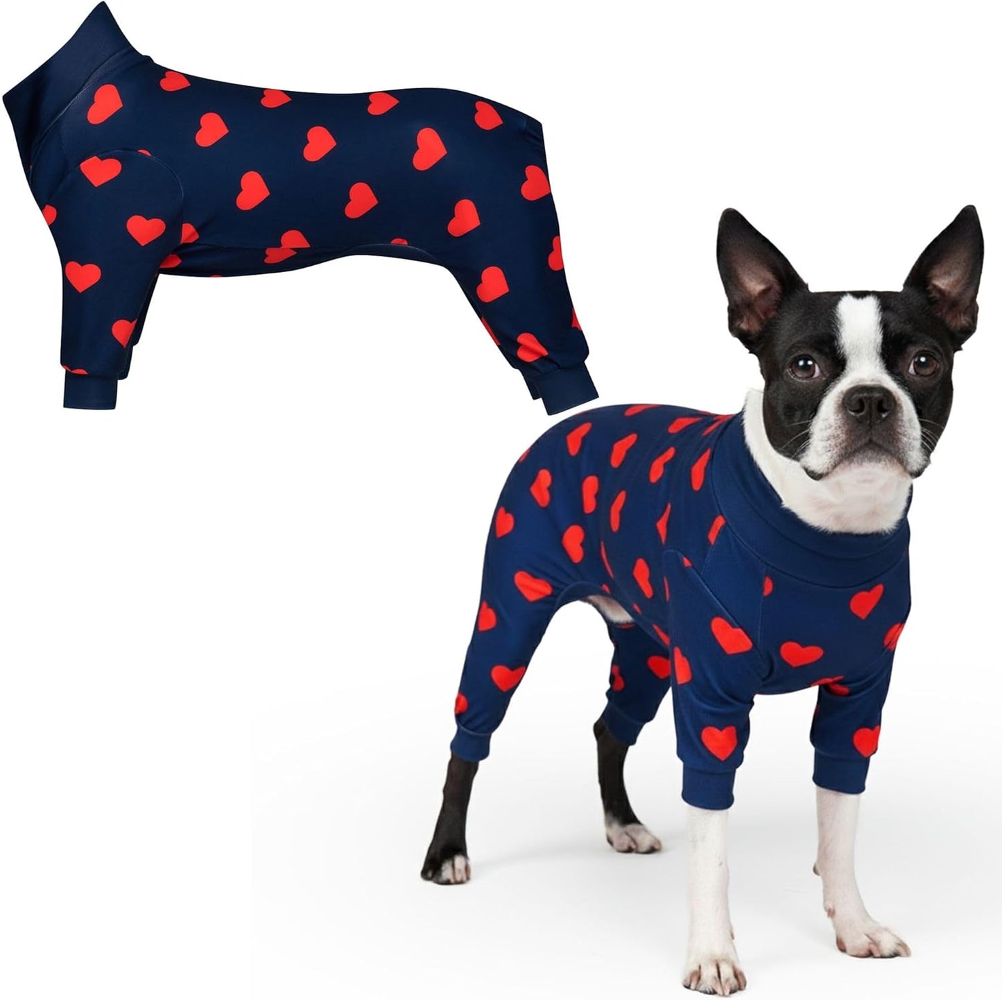 Dog Christmas Pajama, Dog Recovery Suit Male, Onesie, Ultra-Soft and 4-Way Stretch, for Small Medium and Large Breeds - Green and Red Plaid - M