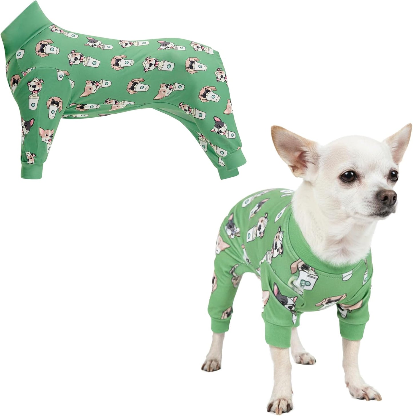 Dog Christmas Pajama, Dog Recovery Suit Male, Onesie, Ultra-Soft and 4-Way Stretch, for Small Medium and Large Breeds - Green and Red Plaid - M