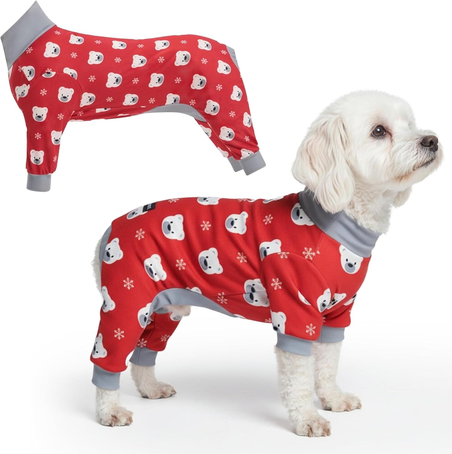 Dog Christmas Pajama, Dog Recovery Suit Male, Onesie, Ultra-Soft and 4-Way Stretch, for Small Medium and Large Breeds - Green and Red Plaid - M