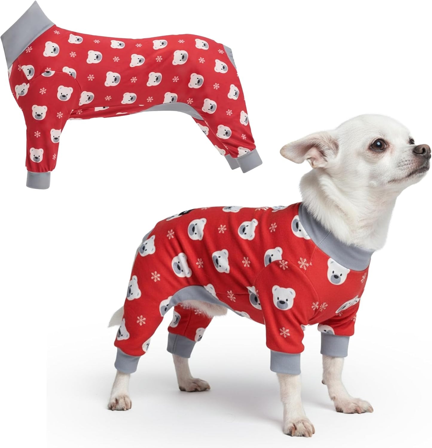 Dog Christmas Pajama, Dog Recovery Suit Male, Onesie, Ultra-Soft and 4-Way Stretch, for Small Medium and Large Breeds - Green and Red Plaid - M