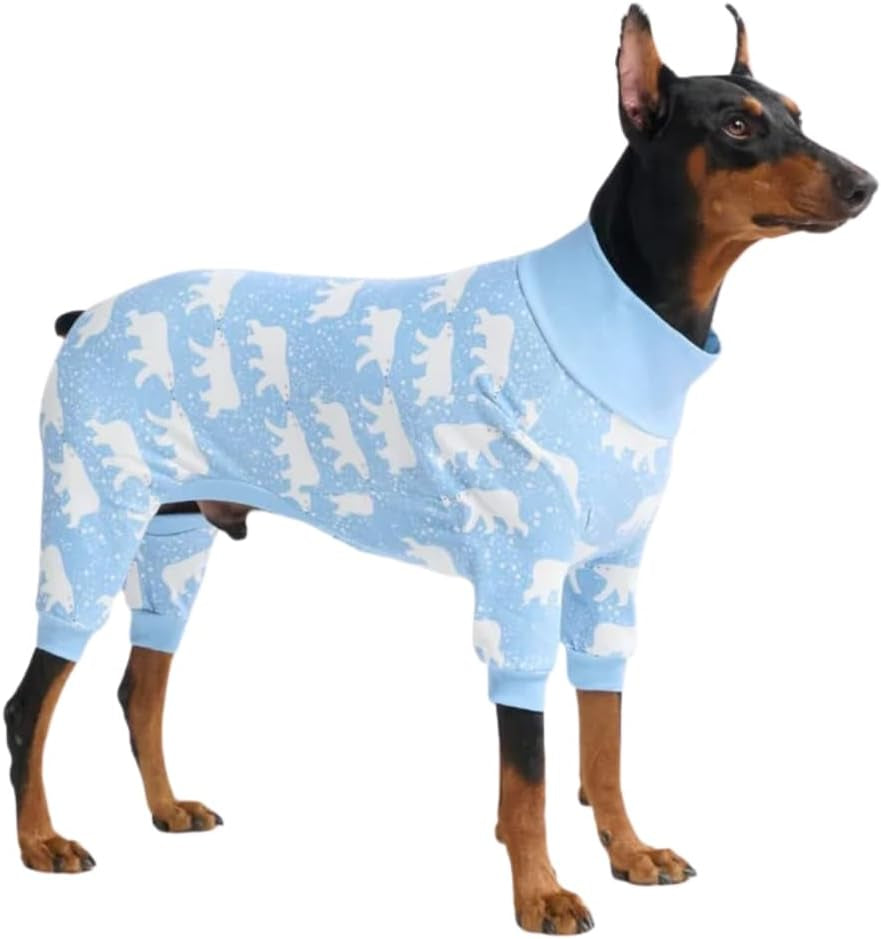 Dog Christmas Pajama, Dog Recovery Suit Male, Onesie, Ultra-Soft and 4-Way Stretch, for Small Medium and Large Breeds - Green and Red Plaid - M