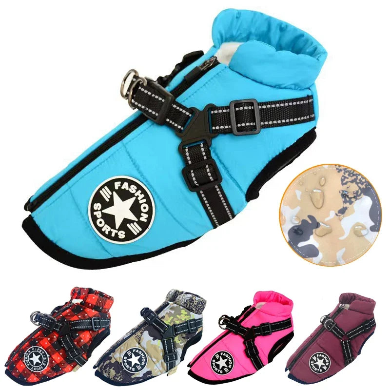 Waterproof Dog Coat & Harness – Large & Small Dog Jacket for Labrador, Chihuahua, French Bulldog