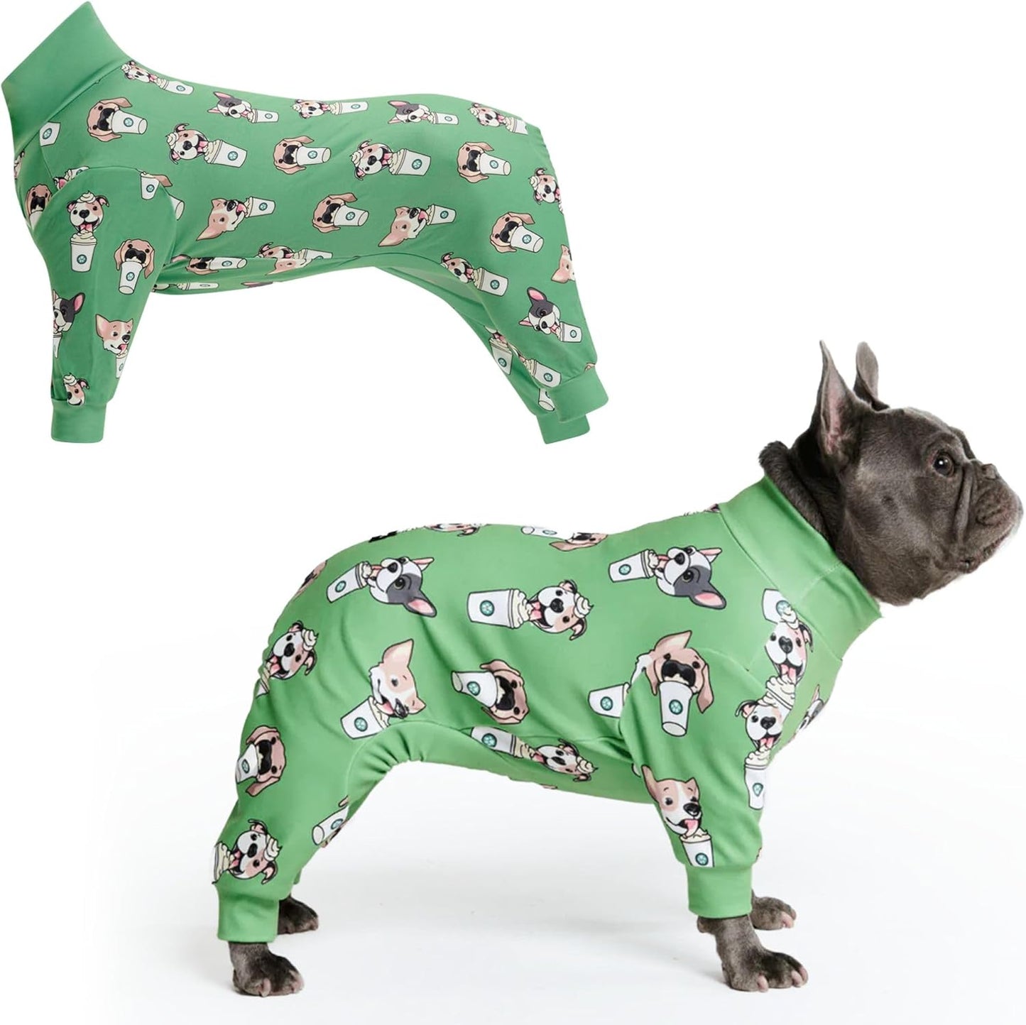 Dog Christmas Pajama, Dog Recovery Suit Male, Onesie, Ultra-Soft and 4-Way Stretch, for Small Medium and Large Breeds - Green and Red Plaid - M